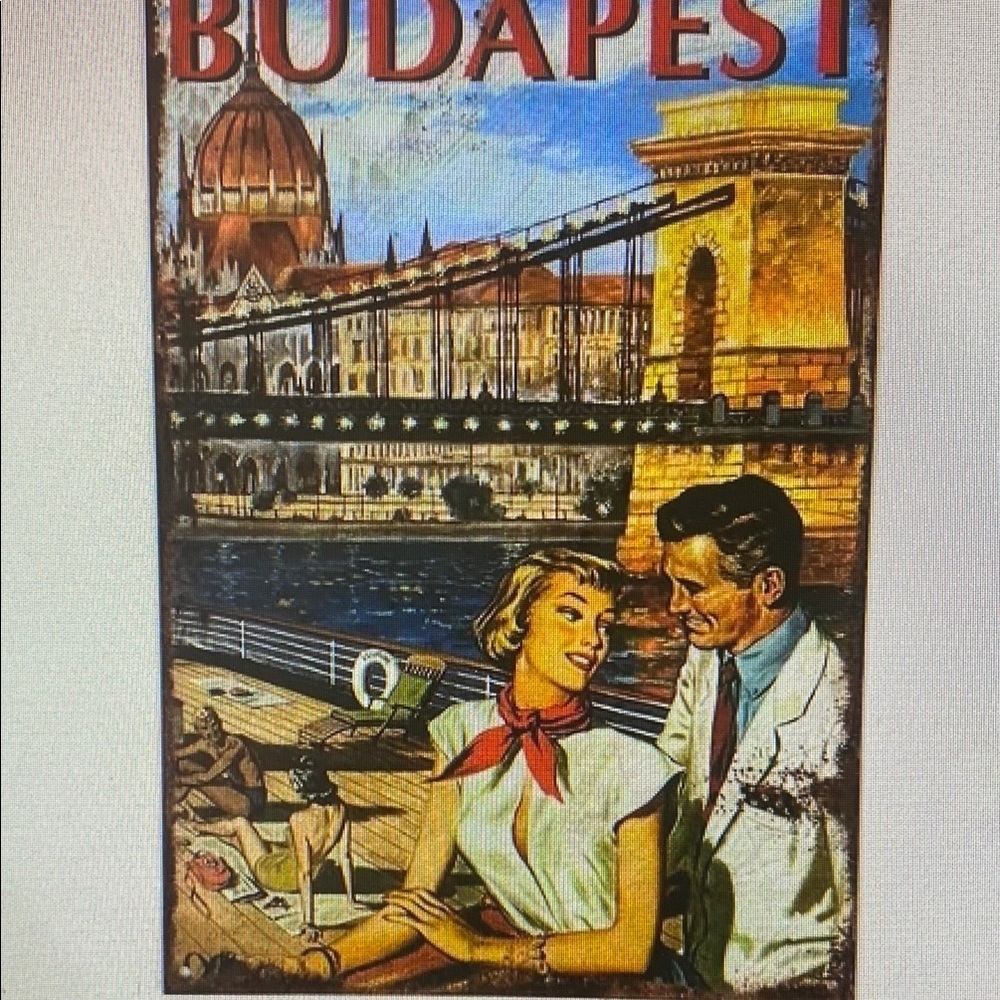 Budapest Hungary Landscape Retro Travel Poster Postcard Art Sign